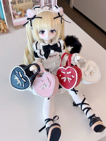 ［BJD服］1/4 1/6 ドール用 ハート トートバッグ【VTSJN0】