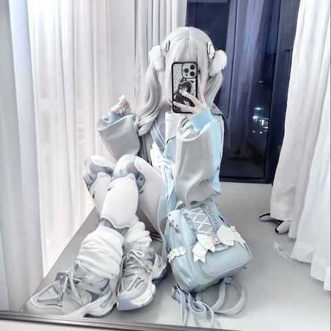 ［バッグ］地雷系 リボン 翼 リュック【F972RN】