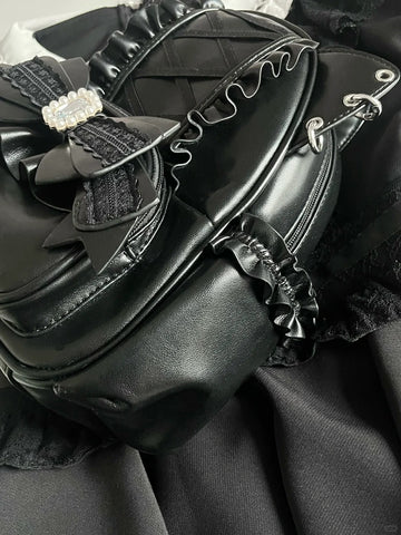 ［バッグ］地雷系 リボン 翼 リュック【F972RN】