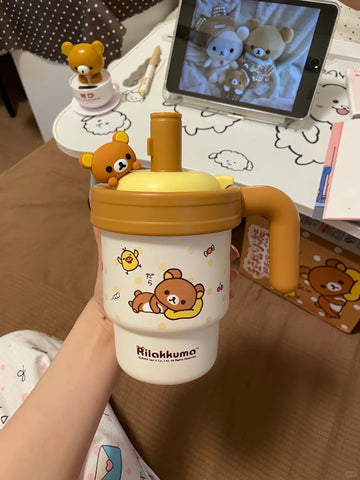［キャラグッズ］リラックマ 正規品 ボトル タンブラー 陶器 620ml【KBSYX9】