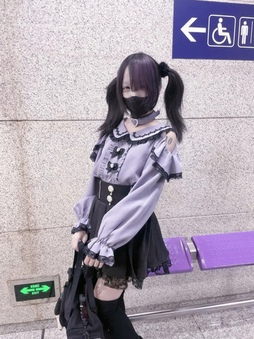 ［ファッション］地雷系 長袖 オフショル ブラウス【恋爱契约】