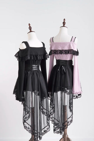 ［ファッション］地雷系 量産型 フェイクレイヤード ワンピース【PK2M2X】