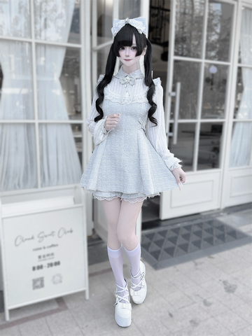 ［ファッション］地雷系 ツイード ワンピース+パンツ セットアップ【K2O370】