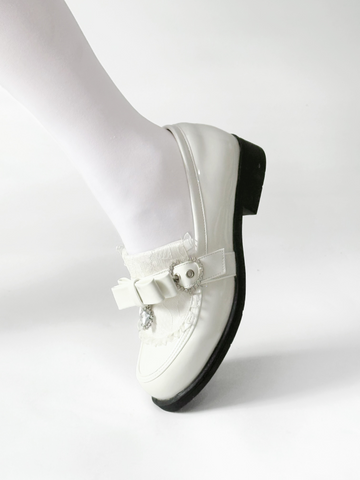 ［靴］地雷系 量産型 リボン ローファー シューズ【6KWCAV】