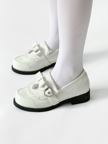 ［靴］地雷系 量産型 リボン ローファー シューズ【6KWCAV】