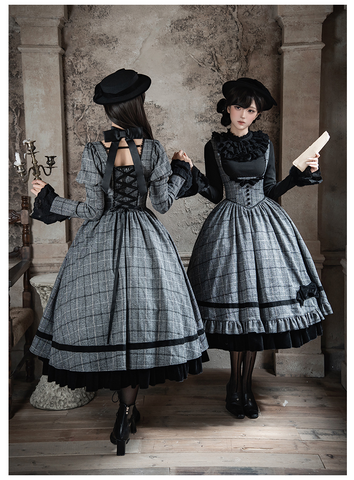 ［ファッション］クラシカル レトロ チェック柄 ワンピース【E44C73】