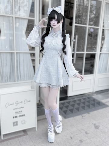 ［ファッション］地雷系 ツイード ワンピース+パンツ セットアップ【K2O370】