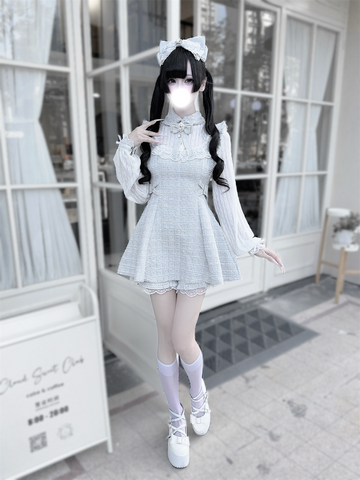 ［ファッション］地雷系 ツイード ワンピース+パンツ セットアップ【K2O370】