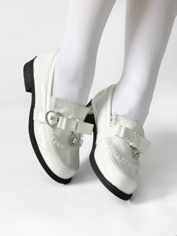 ［靴］地雷系 量産型 リボン ローファー シューズ【6KWCAV】