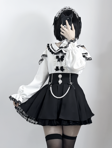 ［ファッション］地雷系 長袖 オフショル ブラウス【恋爱契约】