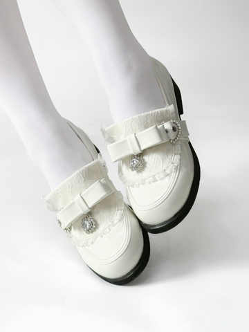 ［靴］地雷系 量産型 リボン ローファー シューズ【6KWCAV】