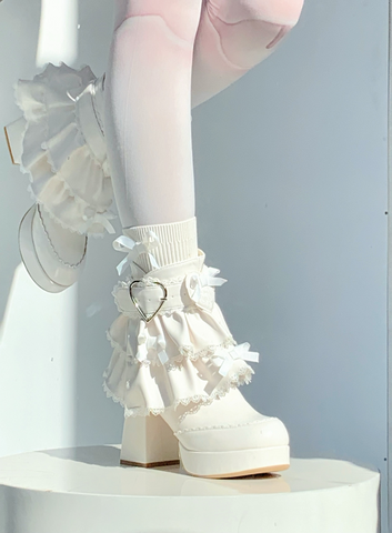 ［靴］ロリータ ティアード フリル ミドルブーツ【2TY4S7】