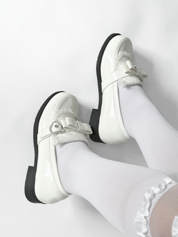 ［靴］地雷系 量産型 リボン ローファー シューズ【6KWCAV】