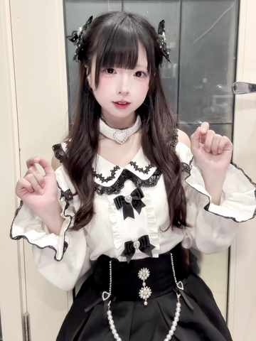 ［ファッション］地雷系 長袖 オフショル ブラウス【恋爱契约】