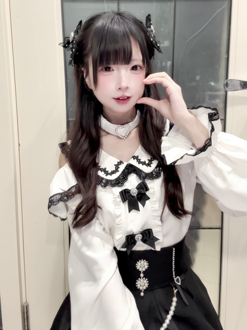 ［ファッション］地雷系 長袖 オフショル ブラウス【恋爱契约】