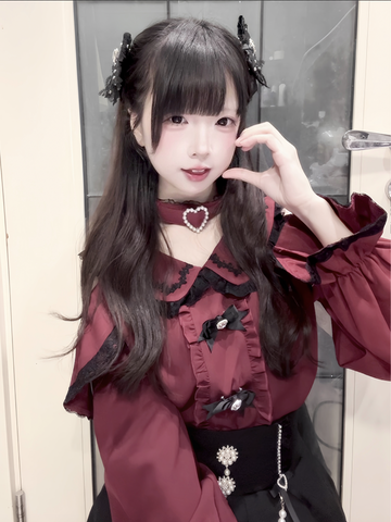 ［ファッション］地雷系 長袖 オフショル ブラウス【恋爱契约】