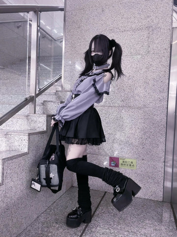 ［ファッション］地雷系 長袖 オフショル ブラウス【恋爱契约】