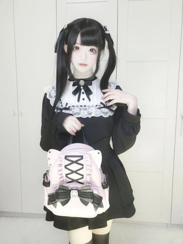 ［バッグ］地雷系 リボン 翼 リュック【F972RN】