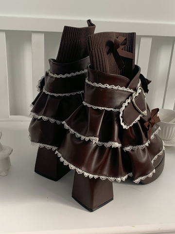 ［靴］ロリータ ティアード フリル ミドルブーツ【2TY4S7】