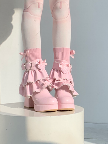 ［靴］ロリータ ティアード フリル ミドルブーツ【2TY4S7】