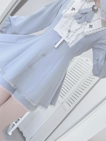 ［ファッション］地雷系 クロスフリルカラーペプラムトップス+パンツ【FK2W38】