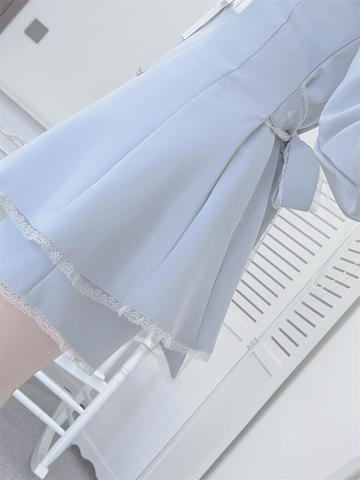 ［ファッション］地雷系 クロスフリルカラーペプラムトップス+パンツ【FK2W38】