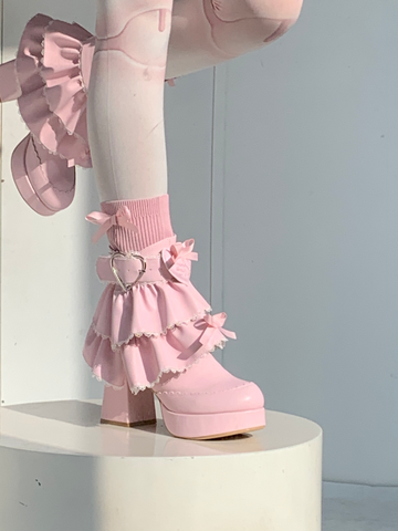 ［靴］ロリータ ティアード フリル ミドルブーツ【2TY4S7】