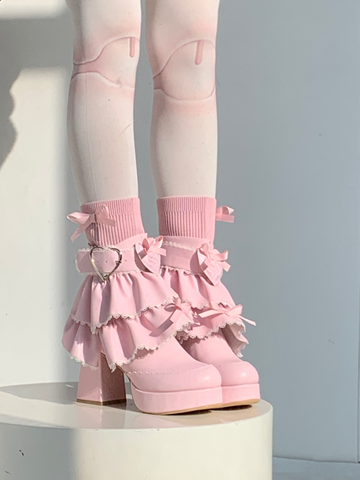 ［靴］ロリータ ティアード フリル ミドルブーツ【2TY4S7】