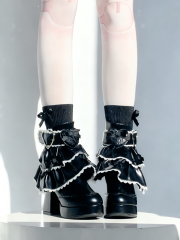 ［靴］ロリータ ティアード フリル ミドルブーツ【2TY4S7】