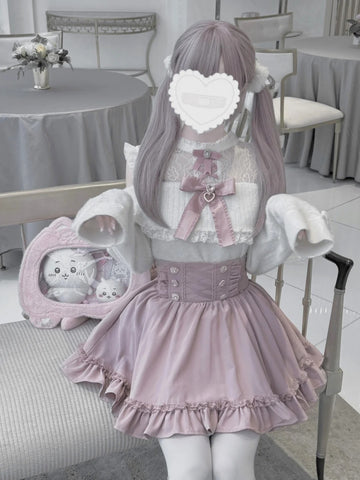 ［ファッション］地雷系 レース オープンショルダーセーター【绮愿】