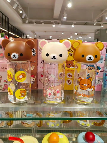 ［キャラグッズ］リラックマ 正規品 ボトル ガラス 420ml【F4ACH5】