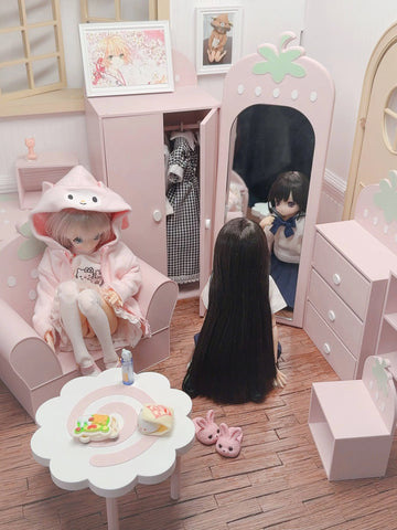 ［BJD小物］1/6 ドール用 手作り いちご家具【43S448】