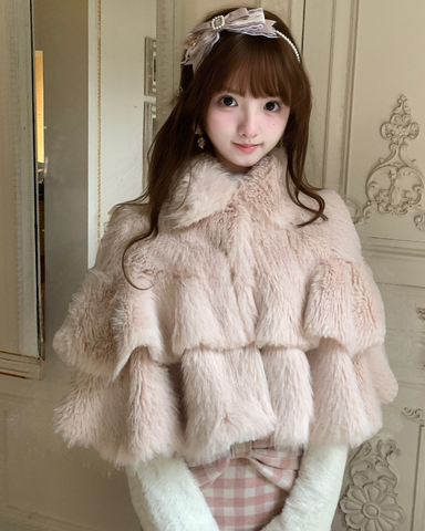 ［ファッション］ファーケープコート【XDBC6B】