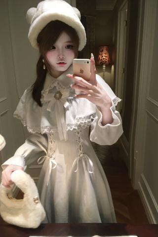 ［ファッション］レースアップエレガントケープドレス【LYM2VK】