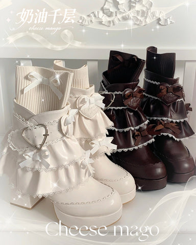 ［靴］ロリータ ティアード フリル ミドルブーツ【2TY4S7】