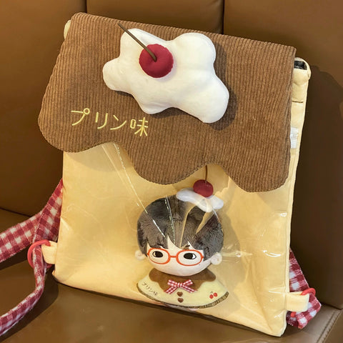 ［バッグ］ぬいぐるみ用 プリン 痛バッグ リュック【4IPW48】