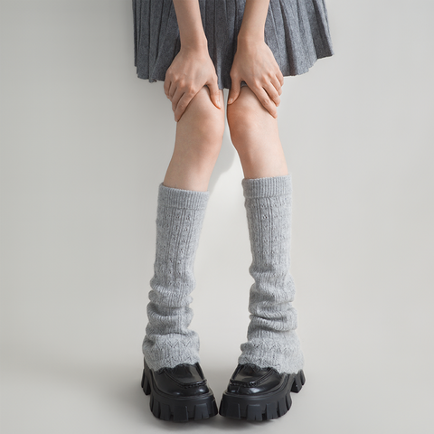 ［靴下］ベルボトム カラー ニット レッグウォーマー【W9W51S】