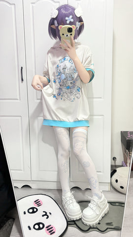 ［ファッション］天使界隈 水色 オーバーニーソックス 靴下【1BAOEH】