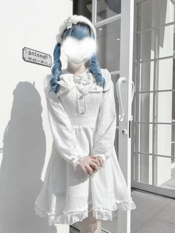 ［ファッション］地雷系 量産型 リボン ツイード ワンピース【1Q6IFD】