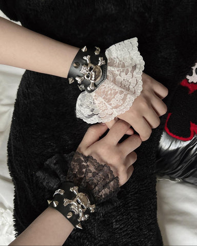 ［ファッション］スカル レース ブレスレット【M73B0F】
