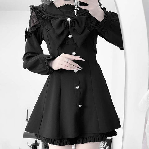 ［ファッション］XS-4L 地雷系 レース ワンピース+パンツ セットアップ【57I5PX】