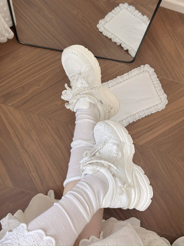 【受注予約】［靴］ロリータ パール リボン スニーカー【7CAIO1】