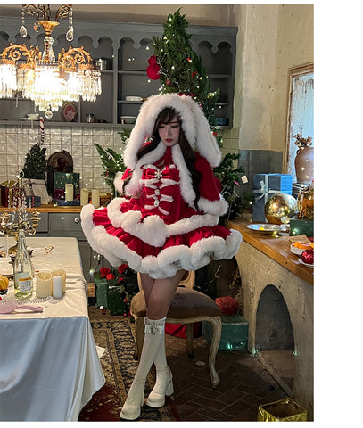 ［ファッション］ウサ耳ファーケープ＋ワンピース【GQ4W9Q】