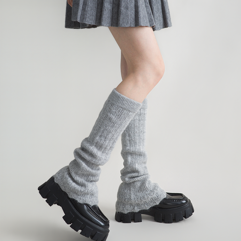 ［靴下］ベルボトム カラー ニット レッグウォーマー【W9W51S】