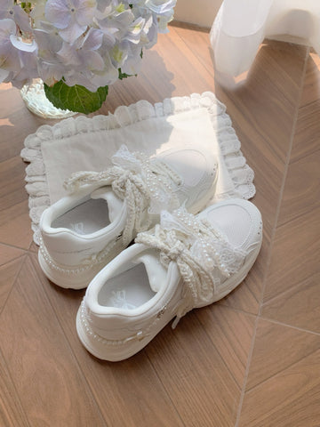 【受注予約】［靴］ロリータ パール リボン スニーカー【7CAIO1】