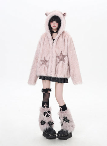 ［ファッション］ファーアニマルフードコート【0TUV9B】