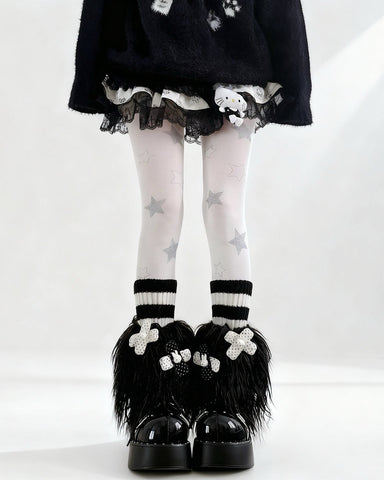 ［ファッション］サブカル ファーレッグウォーマー 靴下【AKXJ72】