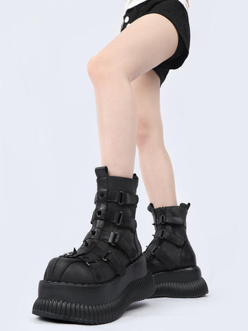 ［靴］レトロパンクプラットフォームブーツ【4U3LI0】