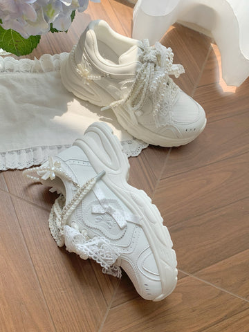 【受注予約】［靴］ロリータ パール リボン スニーカー【7CAIO1】