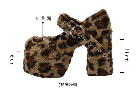 ［靴］エコファー ヒョウ柄 ハイヒール パンプス【6CK0X8】